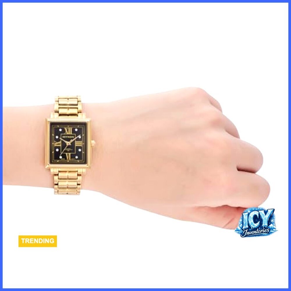 Small Square Face Women's Watch with Genuine Crystals, Japanese Quartz, - Picture 5 of 7